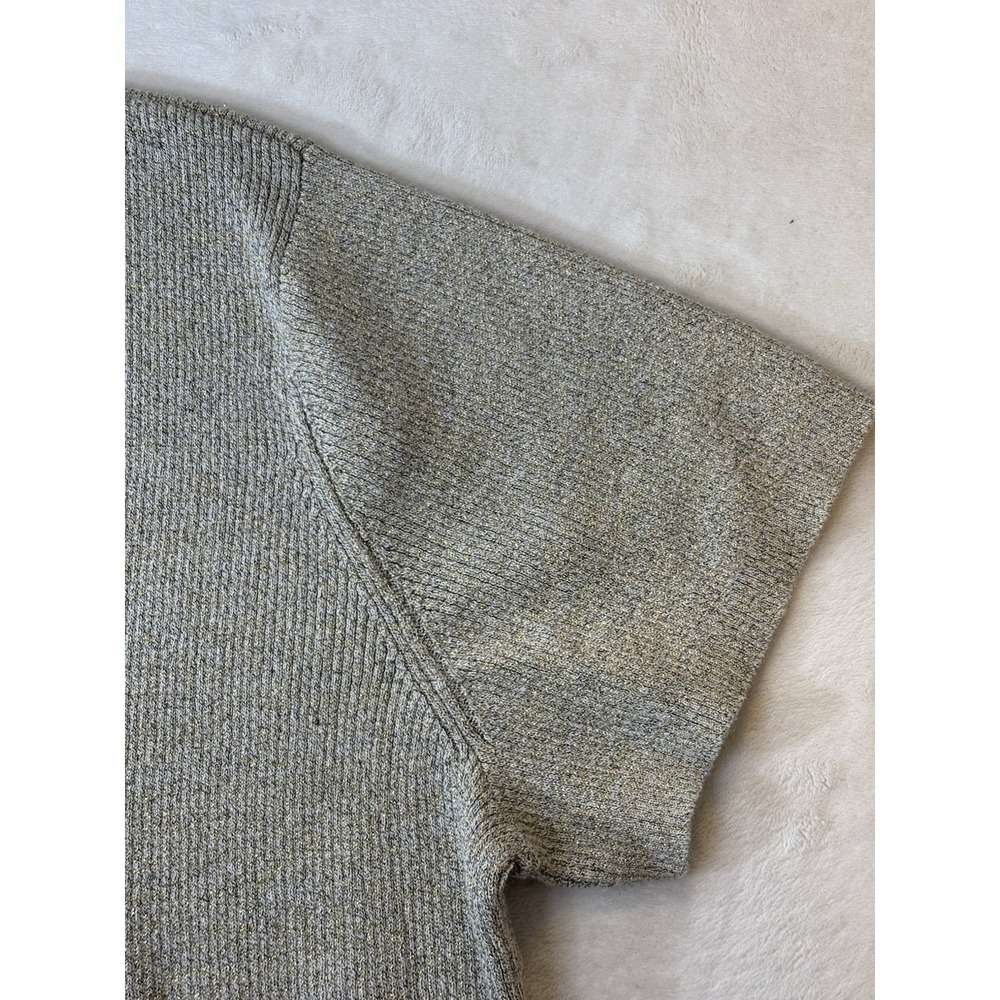 VTG Covington‎ Womens 24/26W Gold Metallic Thread Ribbed Short Sleeve Sweater - Picture 4 of 11